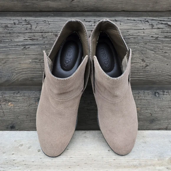 Me Too Zeus Modern Boho Minimalist Taupe Suede Block Heel Bootie 8M - Picture 7 of 15